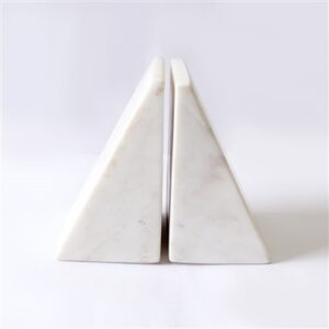 Set of 2 Marble Bookends - White