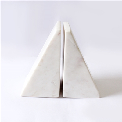 Set of 2 Marble Bookends - White
