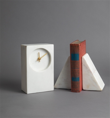 Set of 2 Marble Bookends - White - Imagen 2