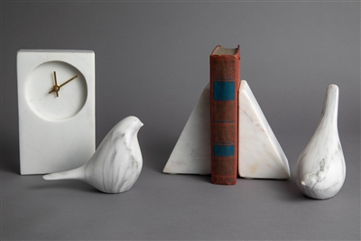 Set of 2 Marble Bookends - White - Imagen 4
