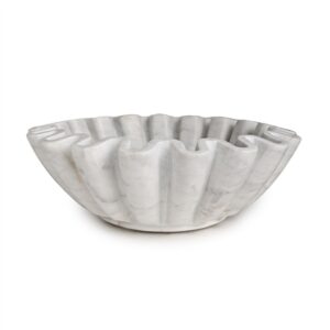 Marble Fine Carved Lotus Bowl 12"Dia - White