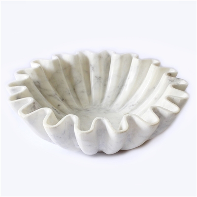 Marble Fine Carved Lotus Bowl 12"Dia - White - Imagen 2