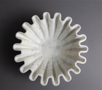 Marble Fine Carved Lotus Bowl 12"Dia - White - Imagen 3