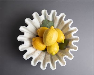 Marble Fine Carved Lotus Bowl 12"Dia - White - Imagen 4