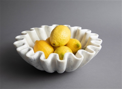Marble Fine Carved Lotus Bowl 12"Dia - White - Imagen 5