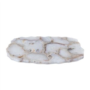 Med. White Agate Organic Platter - White