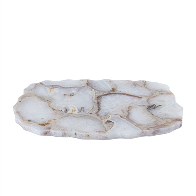Med. White Agate Organic Platter - White