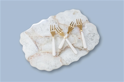 Med. White Agate Organic Platter - White - Imagen 5