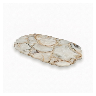 Lg. White Agate Organic Platter - White