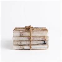Set of 4 White Agate Coasters - White