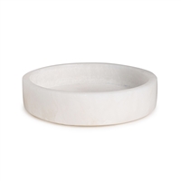 Sm. Alabaster Round Tray 6”Dia-ST - White