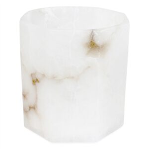 Med. Alabaster Octagonal Votive 6”Dia -ST - White