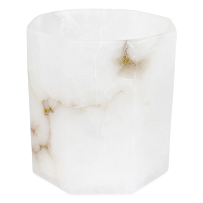 Med. Alabaster Octagonal Votive 6”Dia -ST - White