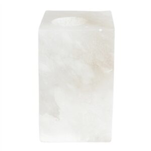 Tall Sq. Alabaster T-Lite Candle Holder- ST - White