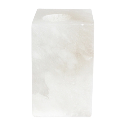 Tall Sq. Alabaster T-Lite Candle Holder- ST - White