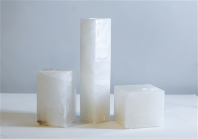 Tall Sq. Alabaster T-Lite Candle Holder- ST - White - Imagen 3