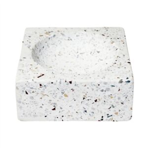 Sq. White Terrazzo w/ Multi Colored Chips Bowl- A - White