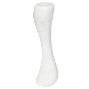Med. White Marble Pillar Candle Holder - A - White