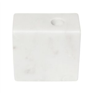 Rect. White Marble Taper Candle Holder -A - White