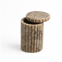 Lg. Beige Marble Canister w/ Grooving 6”H - Beige