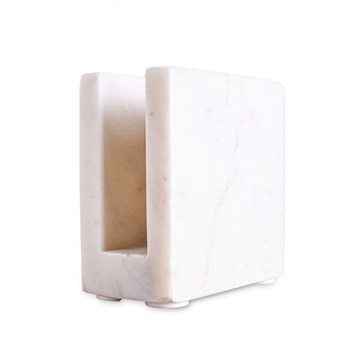 White Marble Napkin/Card Holder - White - Imagen 4