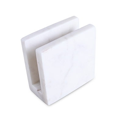 White Marble Napkin/Card Holder - White - Imagen 6