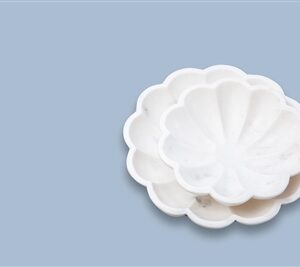 Lg. White Marble Lotus Bowl 9”Dia - White