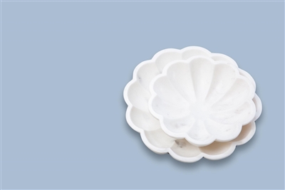 Lg. White Marble Lotus Bowl 9”Dia - White