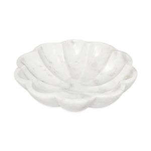 Med. White Marble Lotus Bowl 7”Dia - White