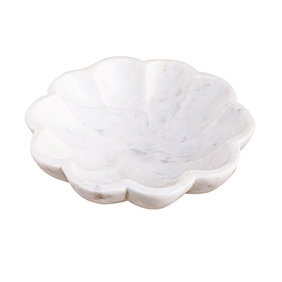 Med. White Marble Lotus Bowl 7”Dia - White - Imagen 3
