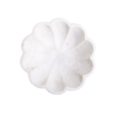 Med. White Marble Lotus Bowl 7”Dia - White - Imagen 4