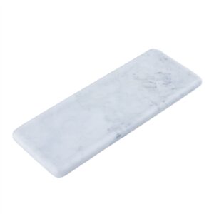 Med. White Marble Round Edged Tray - White