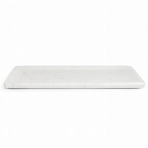 Lg. White Marble Round Edged Tray- ST - White