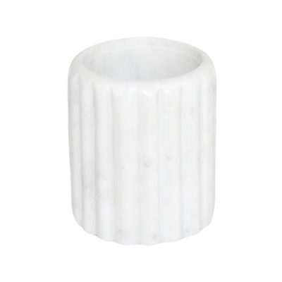 White Marble Holder w/ Grooving - White