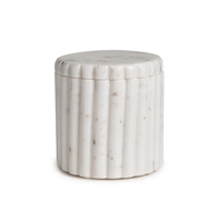 White Marble Canister w/ Grooving - White