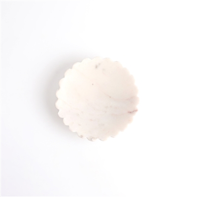 White Marble Soap Dish w/ Grooving - White