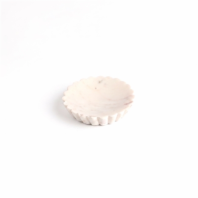 White Marble Soap Dish w/ Grooving - White - Imagen 2