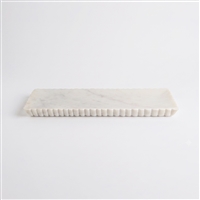 White Marble Vanity Tray w/ Grooving - White