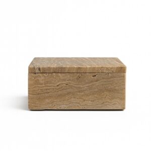 Travertine Rect. Box Lg 7"x5"x3" - Beige