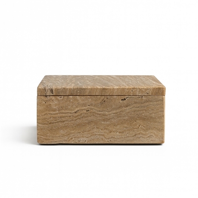 Travertine Rect. Box Lg 7"x5"x3" - Beige