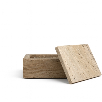 Travertine Rect. Box Lg 7"x5"x3" - Beige - Imagen 2