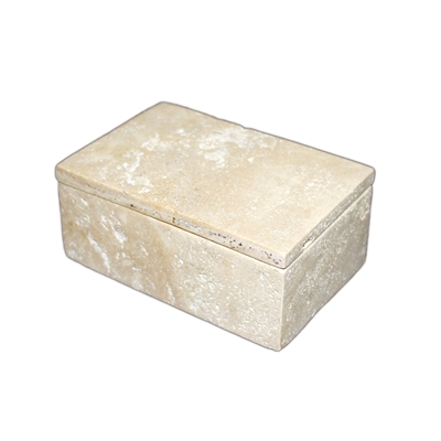 Travertine Rect. Box Sm. 6"x4"x2.5" - Beige