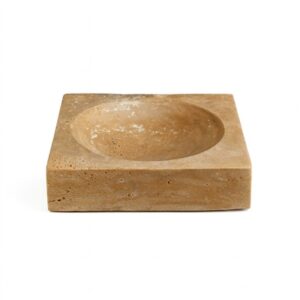 Travertine Concave Bowl 8"x8"x2" - Beige