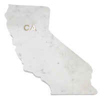 Lg Polished Marble "California" Cutting Board w/brass state abbreviation- A - White
