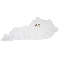 Lg Polished Marble "Kentucky" Cutting Board w/brass state abbreviation- A - White