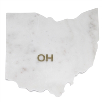 Lg Polished Marble "Ohio" Cutting Board w/brass state abbreviation- A - White