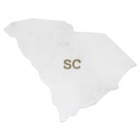 Lg Polished Marble "South Carolina" Cutting Board w/brass state abbreviation- A - White