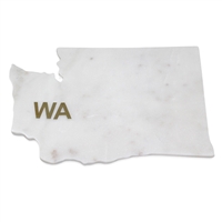 Lg Polished Marble "Washington" Cutting Board w/brass state abbreviation- A - White