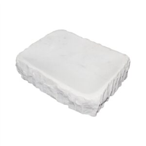 White Marble Rect. Bowl W/Uneven Edges Sm. - White