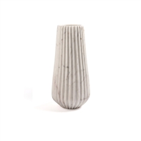 White Marble Scalloped Vase - White
